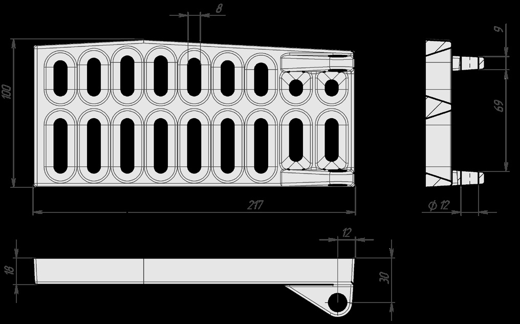 Дверцята топки 100 x 217 — креслення або додатковий вигляд