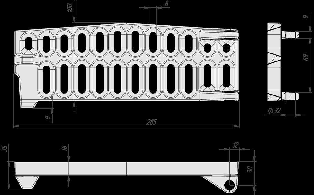 Дверцята топки 100 x 285 — креслення або додатковий вигляд
